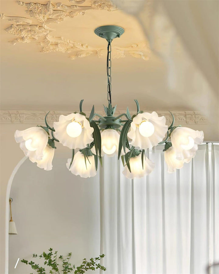 Maysea Lily Flower Chandelier | Vintage Green Shabby Chic Lighting | Vinlighting | Vinlighting