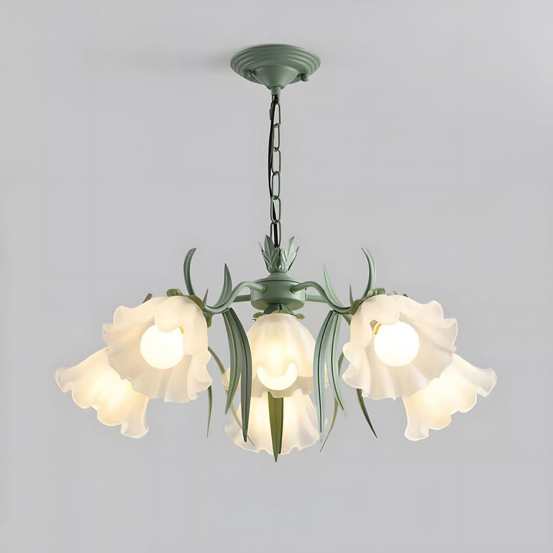 Maysea Lily Flower Chandelier | Vintage Green Shabby Chic Lighting | Vinlighting | Vinlighting