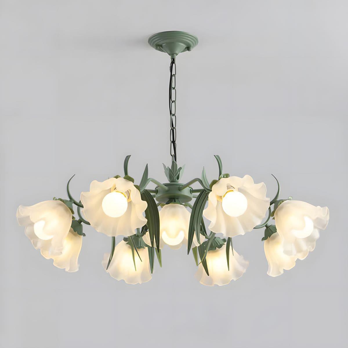 Maysea Lily Flower Chandelier | Vintage Green Shabby Chic Lighting
