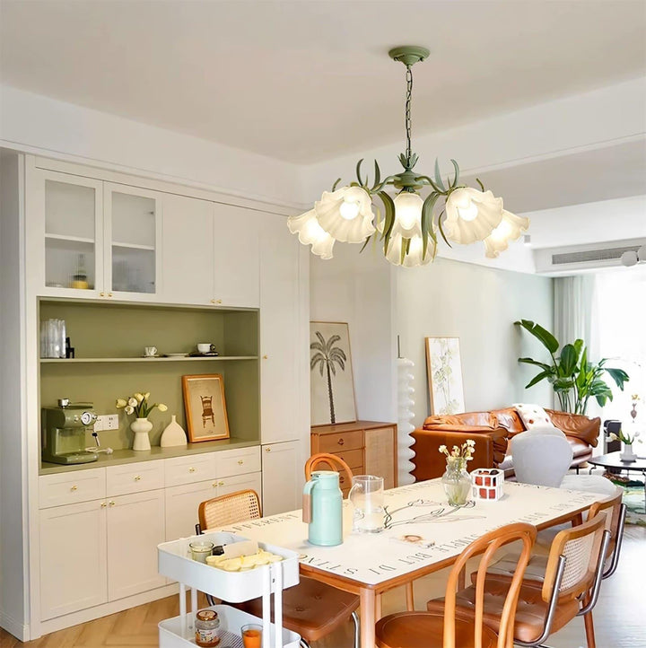 Maysea Lily Flower Chandelier | Vintage Green Shabby Chic Lighting | Vinlighting | Vinlighting
