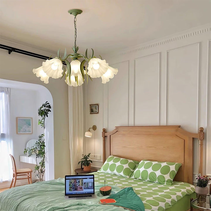 Maysea Lily Flower Chandelier | Vintage Green Shabby Chic Lighting | Vinlighting | Vinlighting