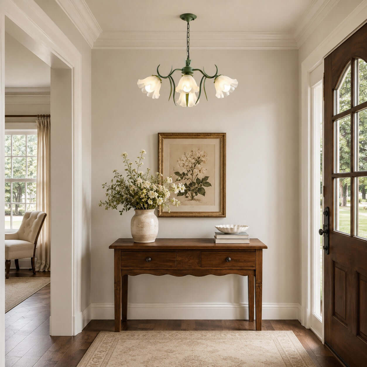 Maysea Lily Flower Chandelier | Vintage Green Shabby Chic Lighting