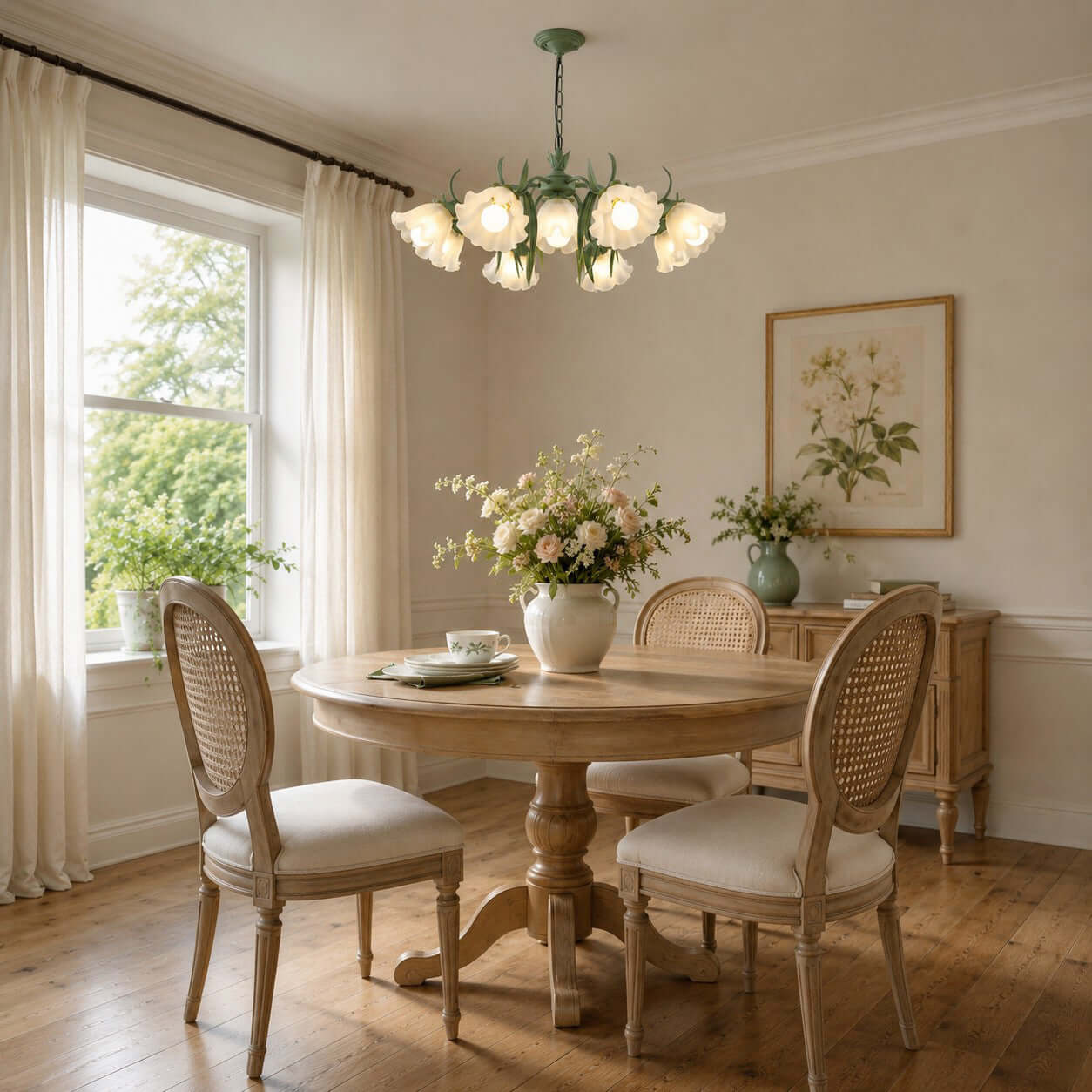 Maysea Lily Flower Chandelier | Vintage Green Shabby Chic Lighting