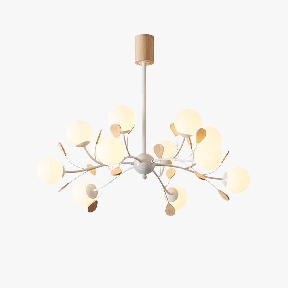 Melanie Chandelier | Rustic Rubberwood & Frosted Glass Lighting | Vinlighting | Vinlighting