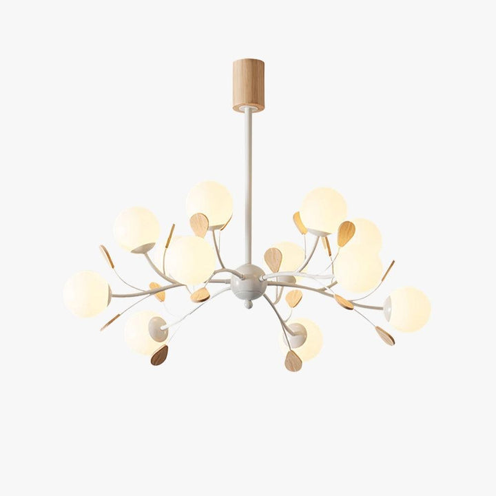 Melanie Chandelier | Rustic Rubberwood & Frosted Glass Lighting | Vinlighting | Vinlighting