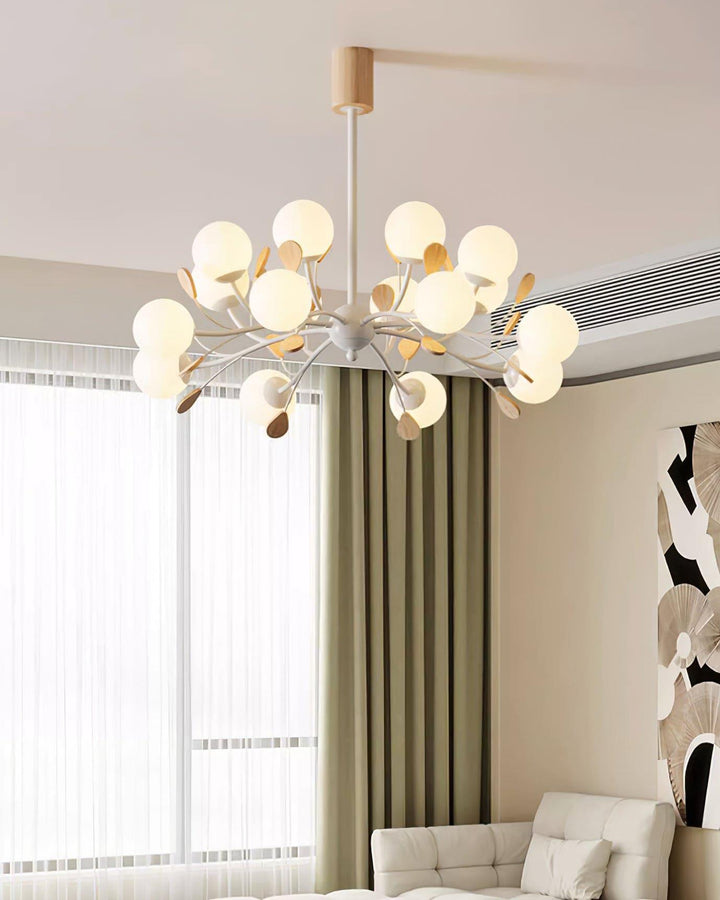Melanie Chandelier | Rustic Rubberwood & Frosted Glass Lighting | Vinlighting | Vinlighting