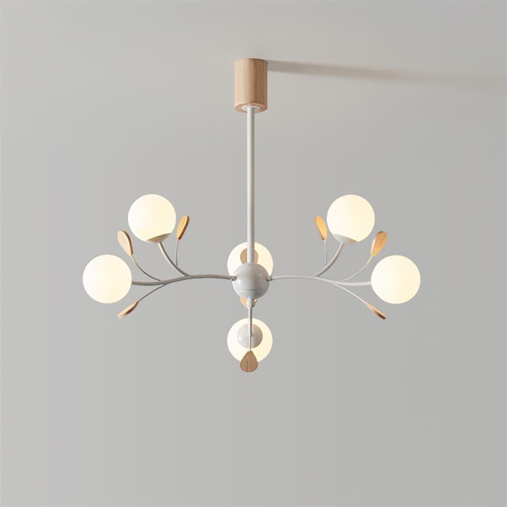 Melanie Chandelier | Rustic Rubberwood & Frosted Glass Lighting | Vinlighting | Vinlighting