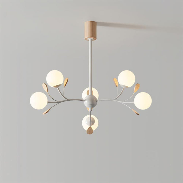Melanie Chandelier | Rustic Rubberwood & Frosted Glass Lighting | Vinlighting | Vinlighting