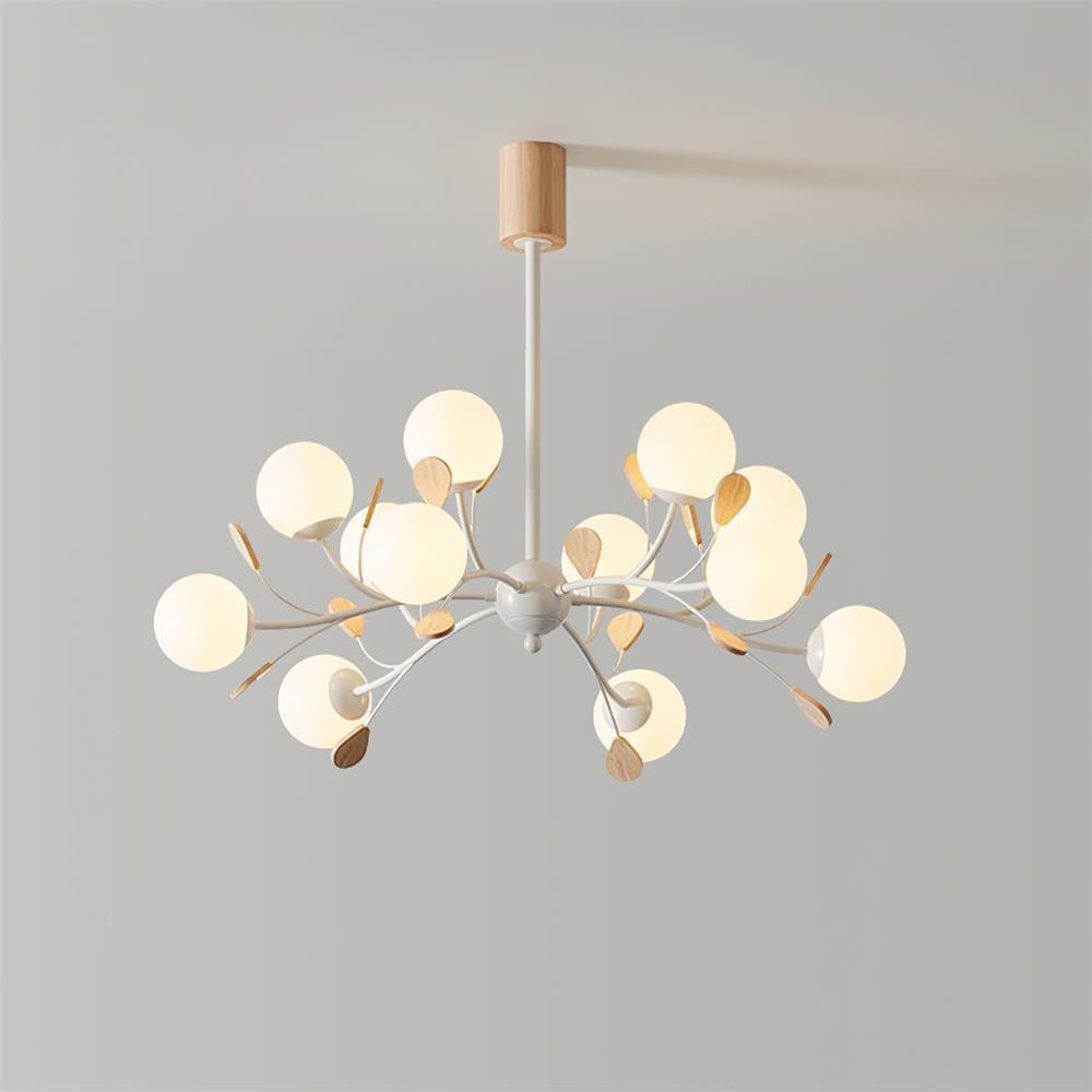 Melanie Chandelier | Rustic Rubberwood & Frosted Glass Lighting | Vinlighting | Vinlighting