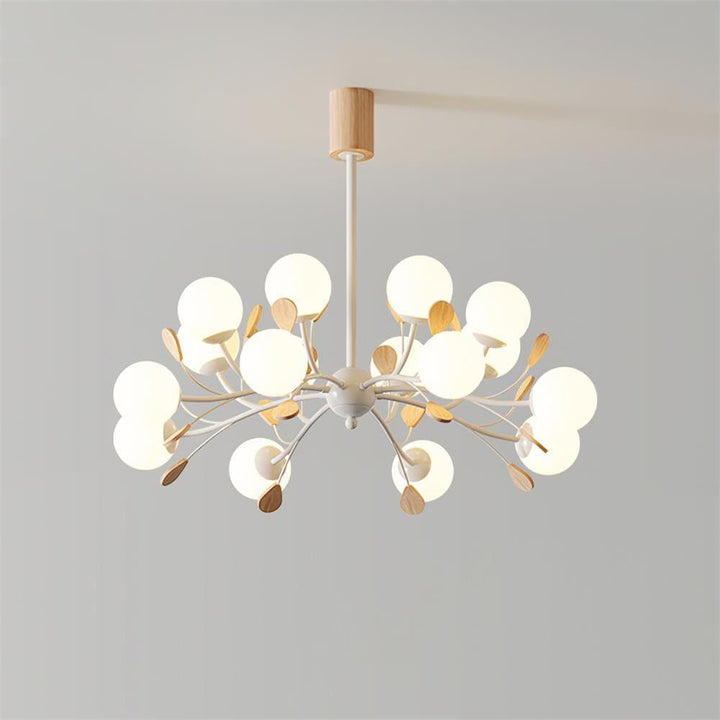 Melanie Chandelier | Rustic Rubberwood & Frosted Glass Lighting | Vinlighting | Vinlighting