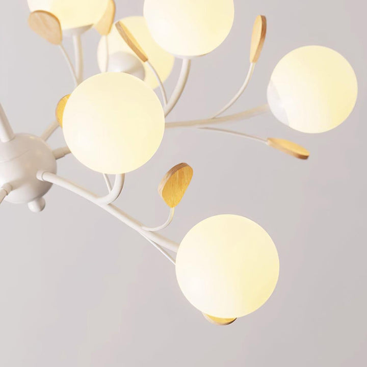Melanie Chandelier | Rustic Rubberwood & Frosted Glass Lighting | Vinlighting | Vinlighting