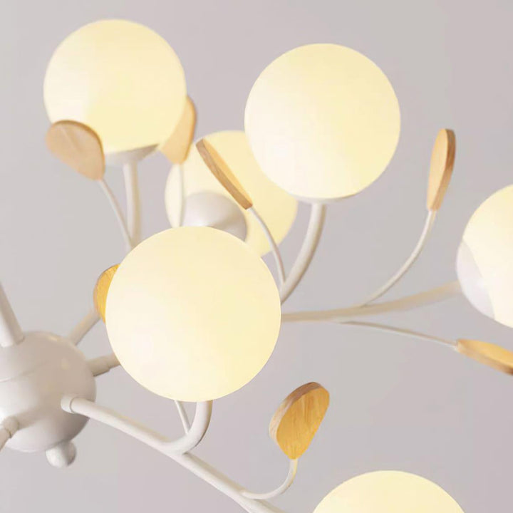 Melanie Chandelier | Rustic Rubberwood & Frosted Glass Lighting | Vinlighting | Vinlighting