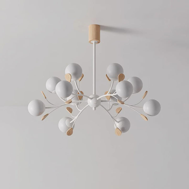 Melanie Chandelier | Rustic Rubberwood & Frosted Glass Lighting | Vinlighting | Vinlighting