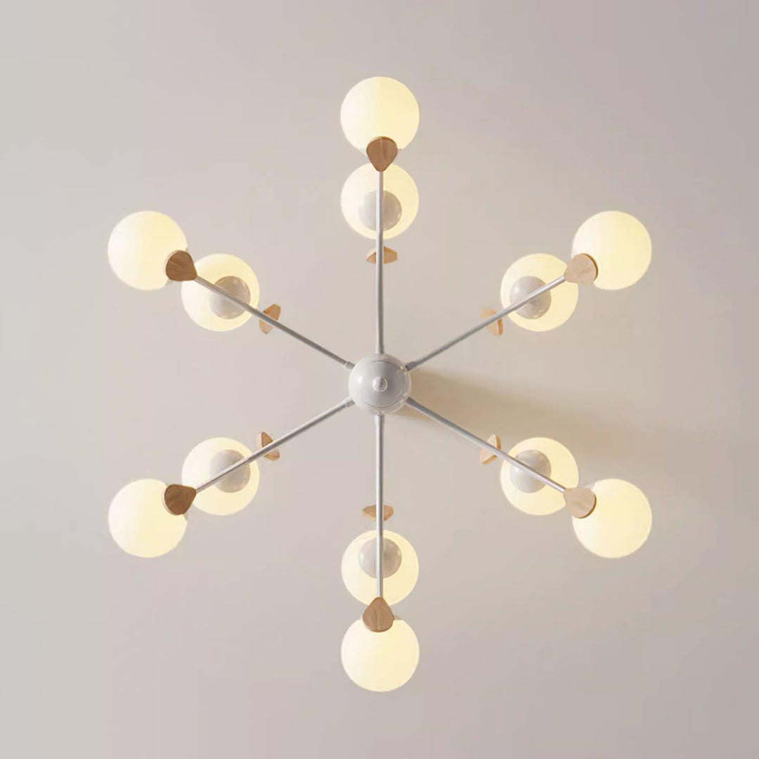 Melanie Chandelier | Rustic Rubberwood & Frosted Glass Lighting | Vinlighting | Vinlighting