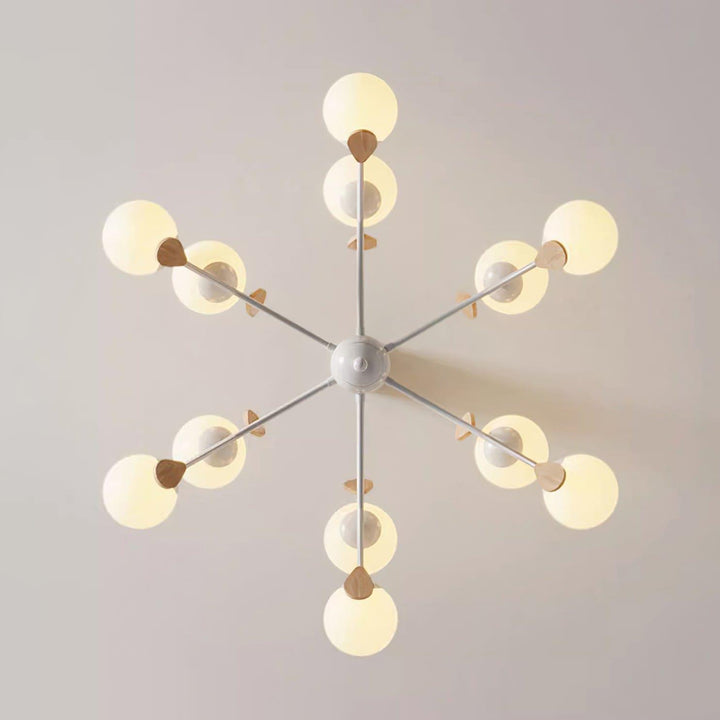 Melanie Chandelier | Rustic Rubberwood & Frosted Glass Lighting | Vinlighting | Vinlighting