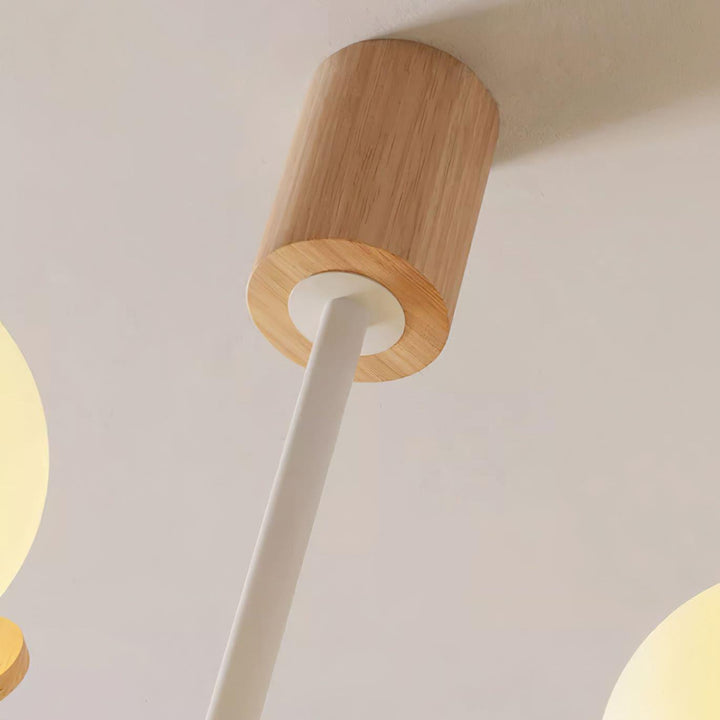 Melanie Chandelier | Rustic Rubberwood & Frosted Glass Lighting | Vinlighting | Vinlighting