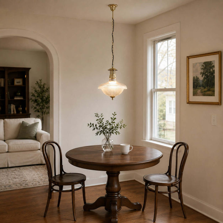 Melora Ribbed Glass Pendant Light for Kitchen and Entryway Decor | Vinlighting