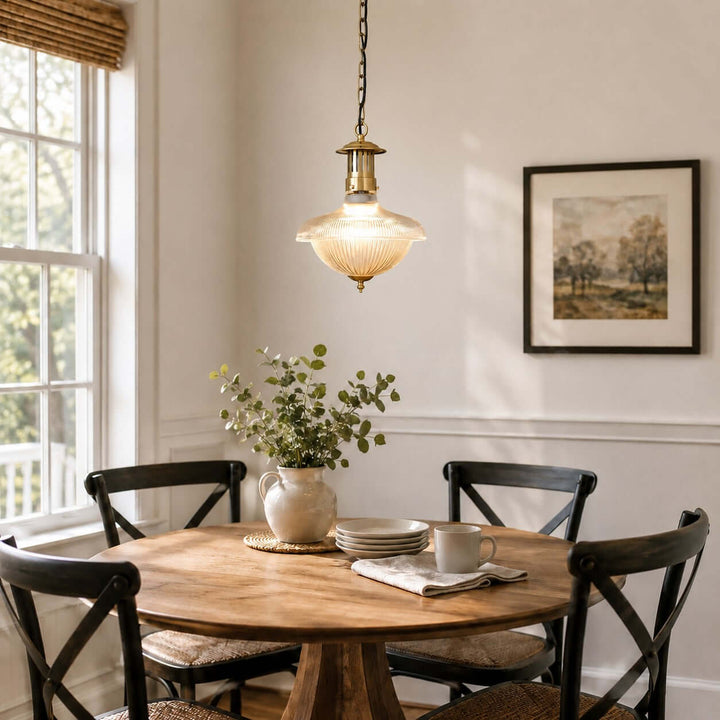 Melora Ribbed Glass Pendant Light for Kitchen and Entryway Decor | Vinlighting