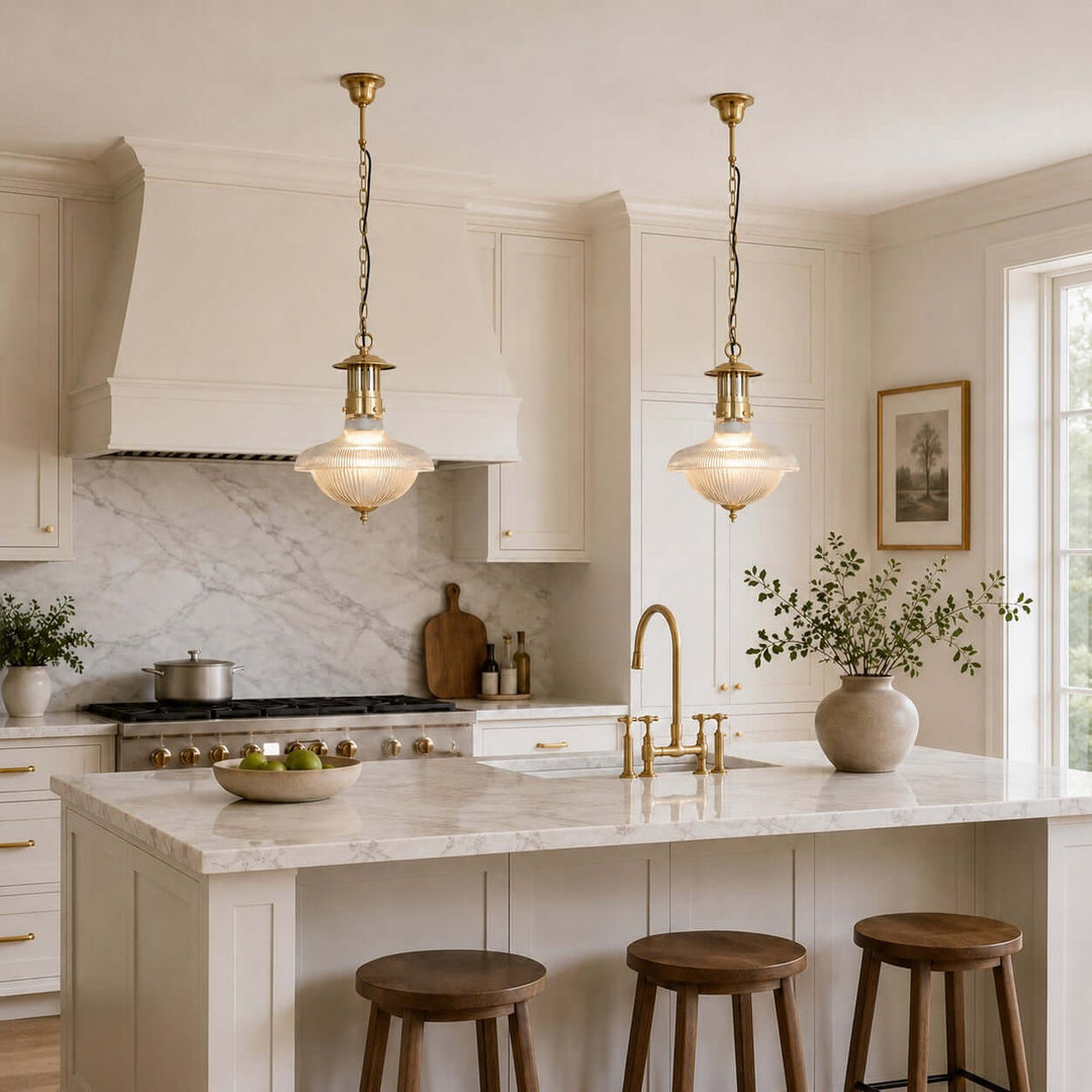 Melora Ribbed Glass Pendant Light for Kitchen and Entryway Decor | Vinlighting
