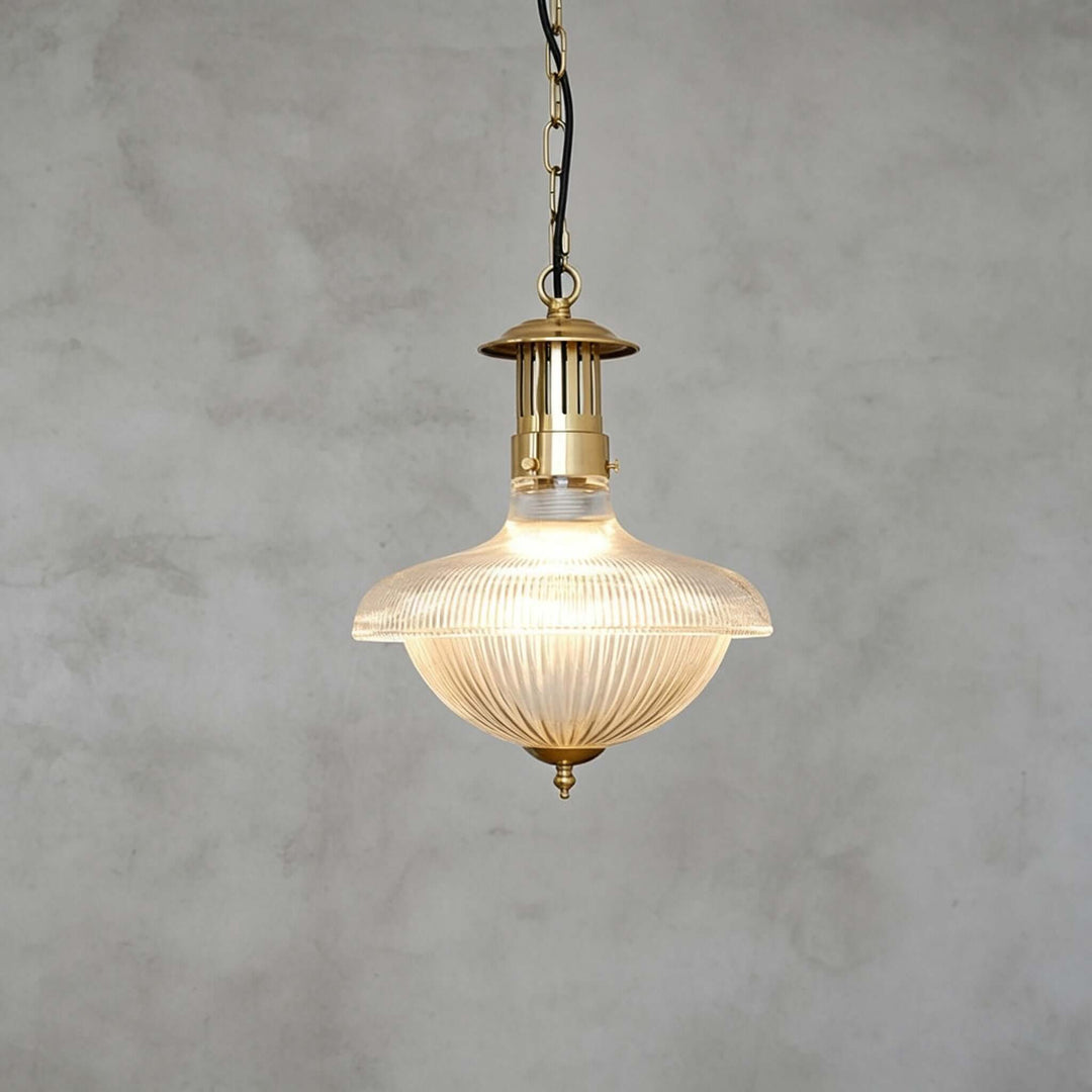 Melora Ribbed Glass Pendant Light for Kitchen and Entryway Decor | Vinlighting