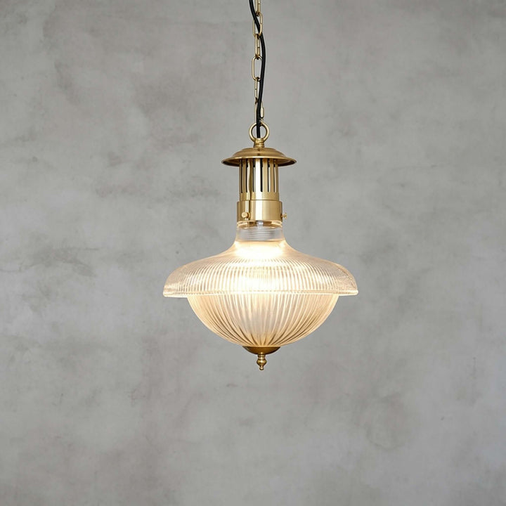 Melora Ribbed Glass Pendant Light for Kitchen and Entryway Decor | Vinlighting