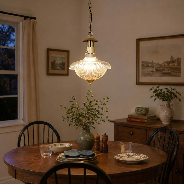 Melora Ribbed Glass Pendant Light for Kitchen and Entryway Decor | Vinlighting