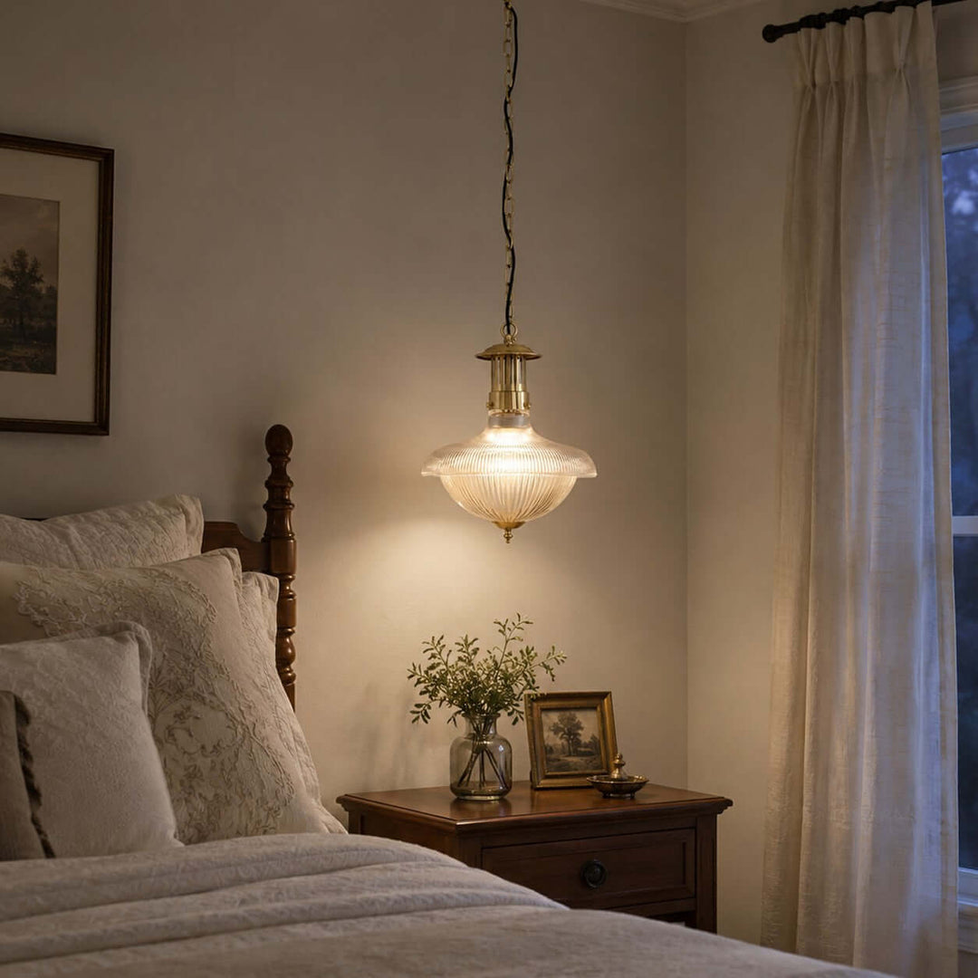Melora Ribbed Glass Pendant Light for Kitchen and Entryway Decor | Vinlighting