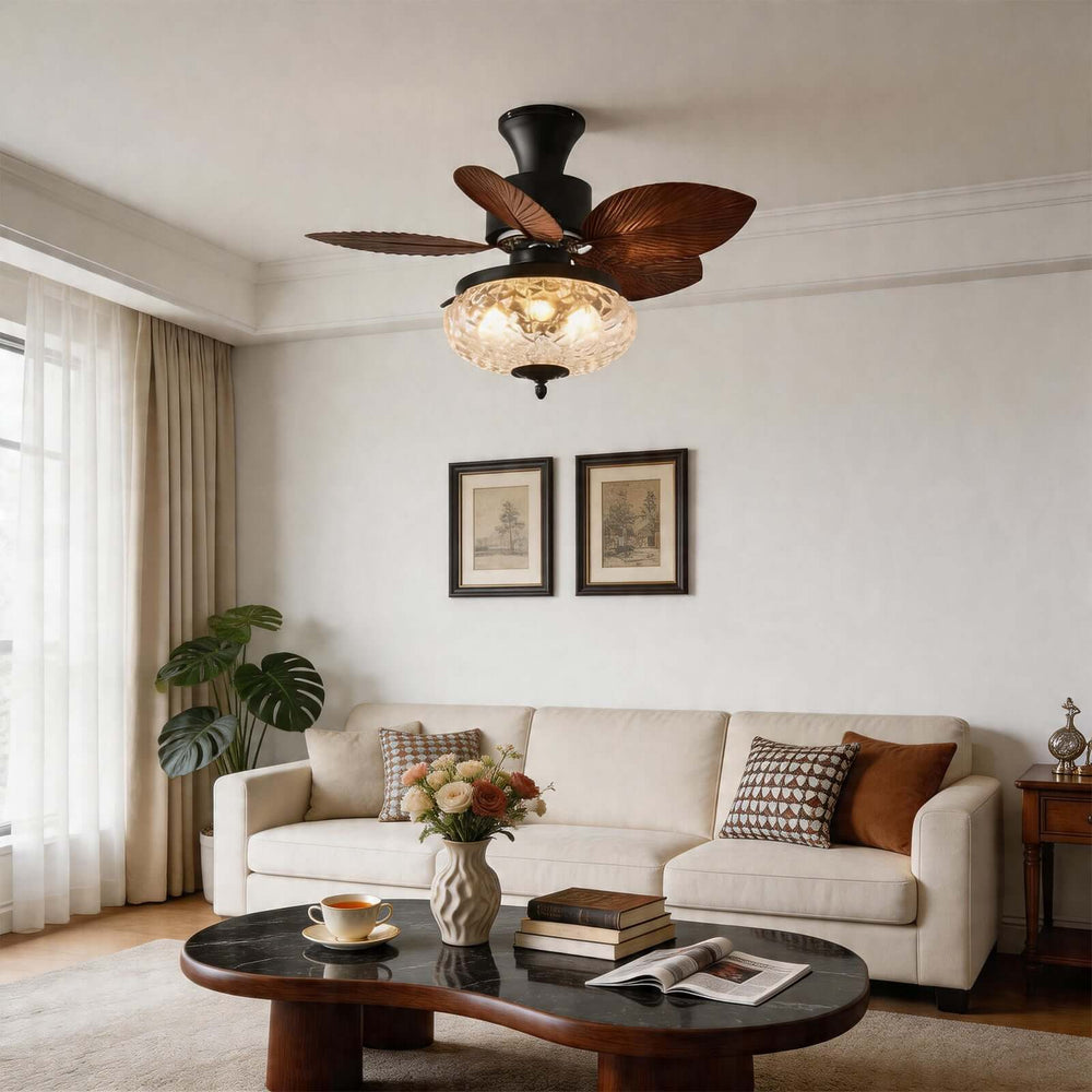 Melvora Ceiling Fan Light - Vintage Glass Restaurant Fan Light