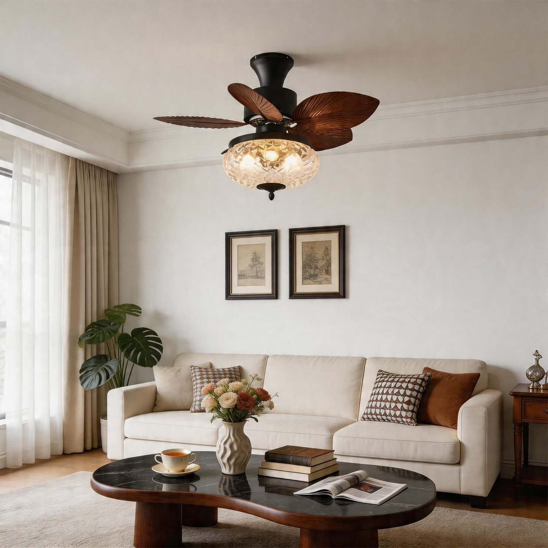 Melvora Ceiling Fan Light - Vintage Glass Restaurant Fan Light