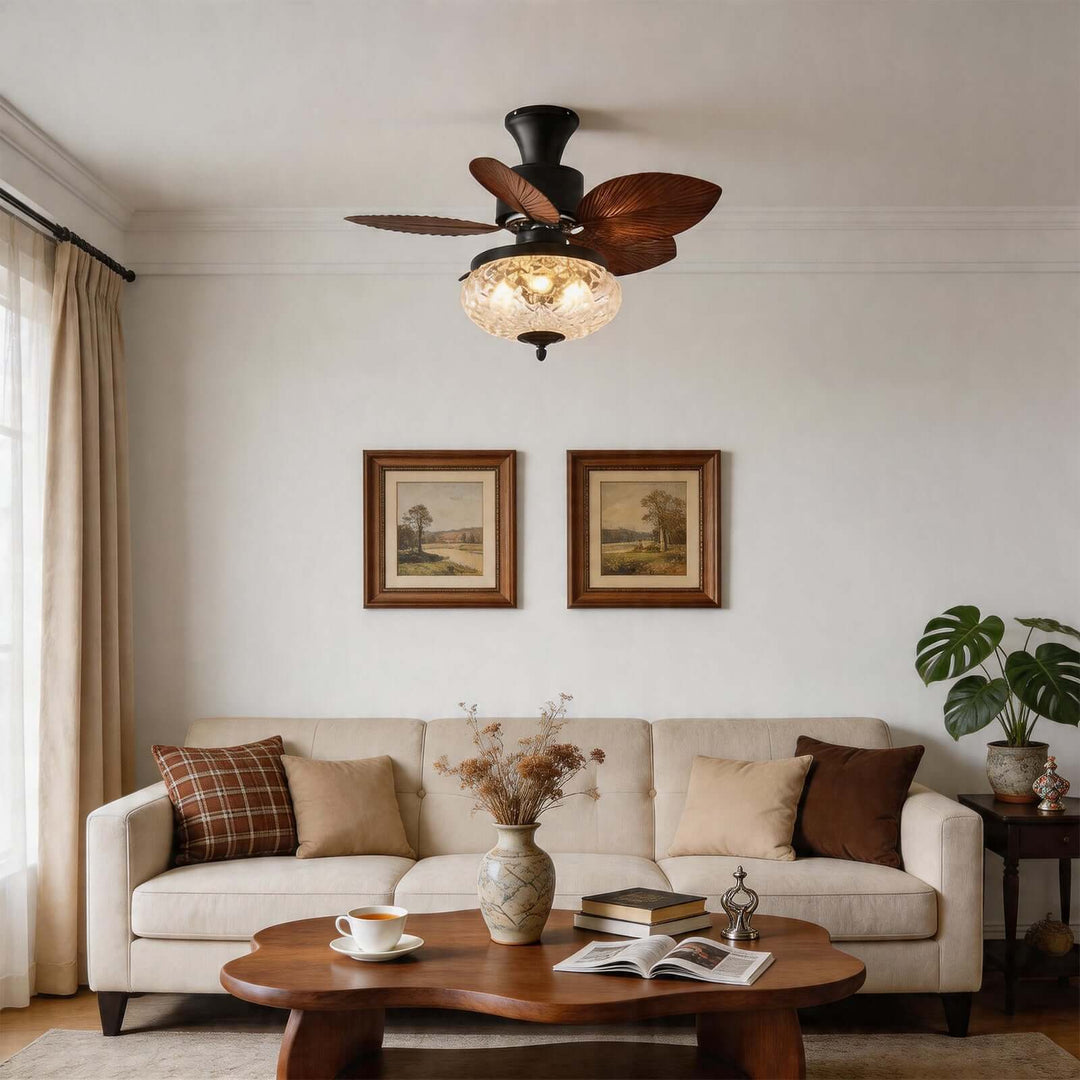 Melvora Ceiling Fan Light - Vintage Glass Restaurant Fan Light