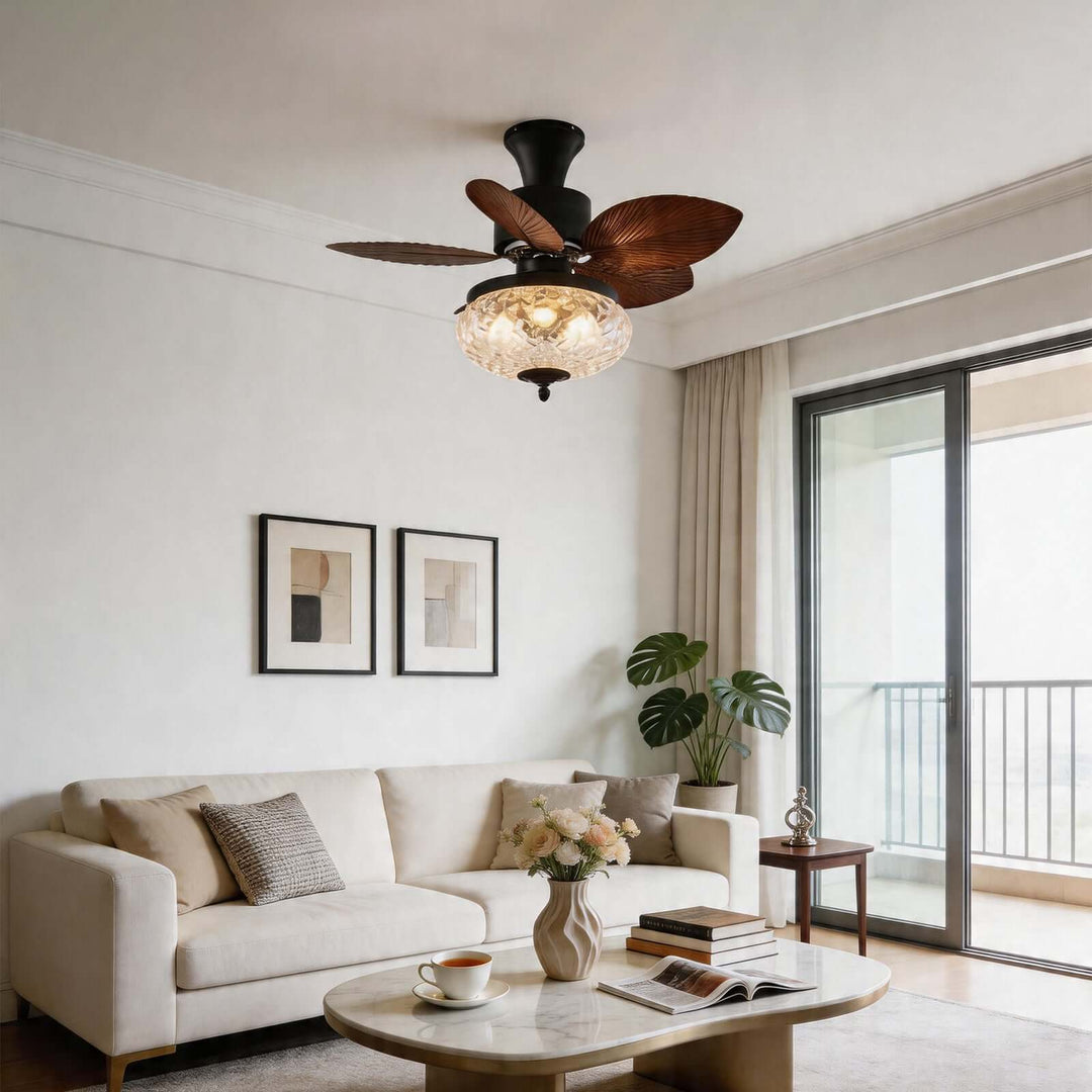 Melvora Ceiling Fan Light - Vintage Glass Restaurant Fan Light