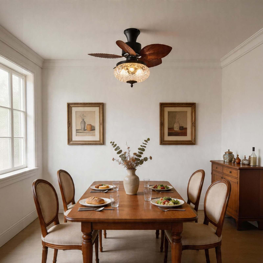 Melvora Ceiling Fan Light - Vintage Glass Restaurant Fan Light