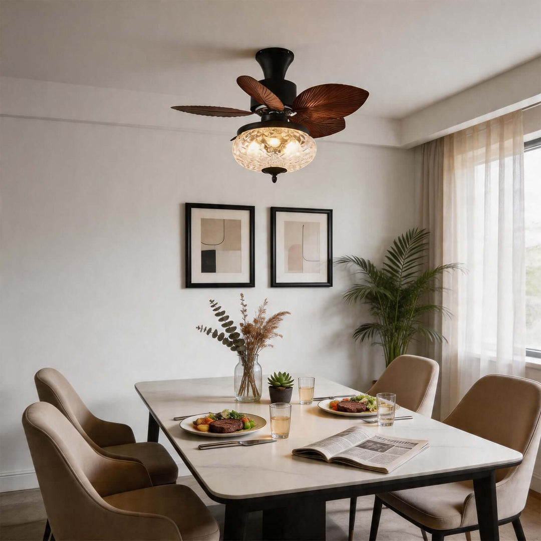 Melvora Ceiling Fan Light - Vintage Glass Restaurant Fan Light