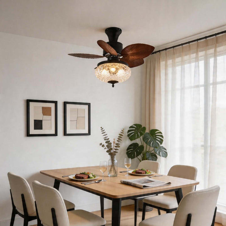 Melvora Ceiling Fan Light - Vintage Glass Restaurant Fan Light
