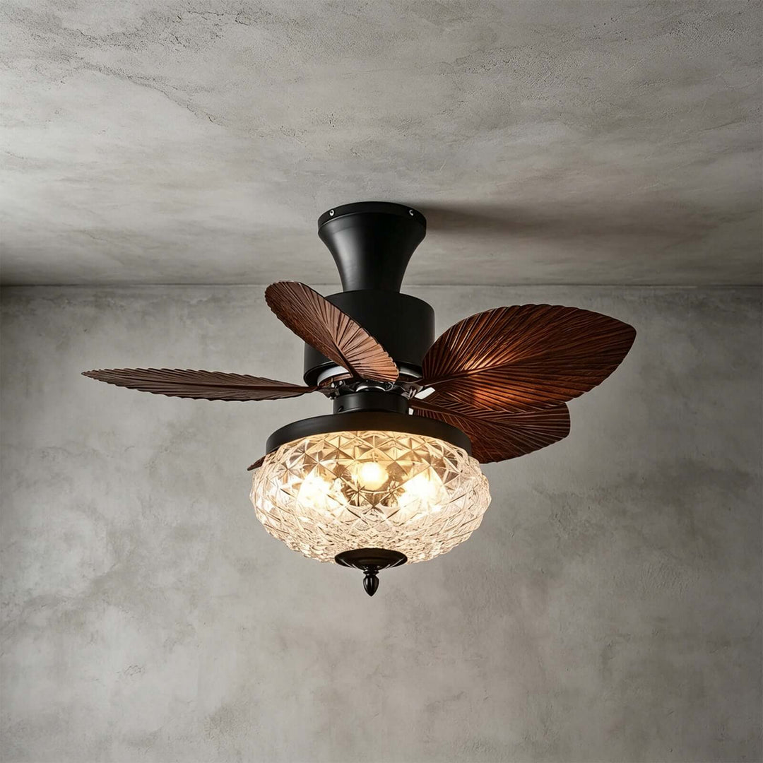 Melvora Ceiling Fan Light - Vintage Glass Restaurant Fan Light
