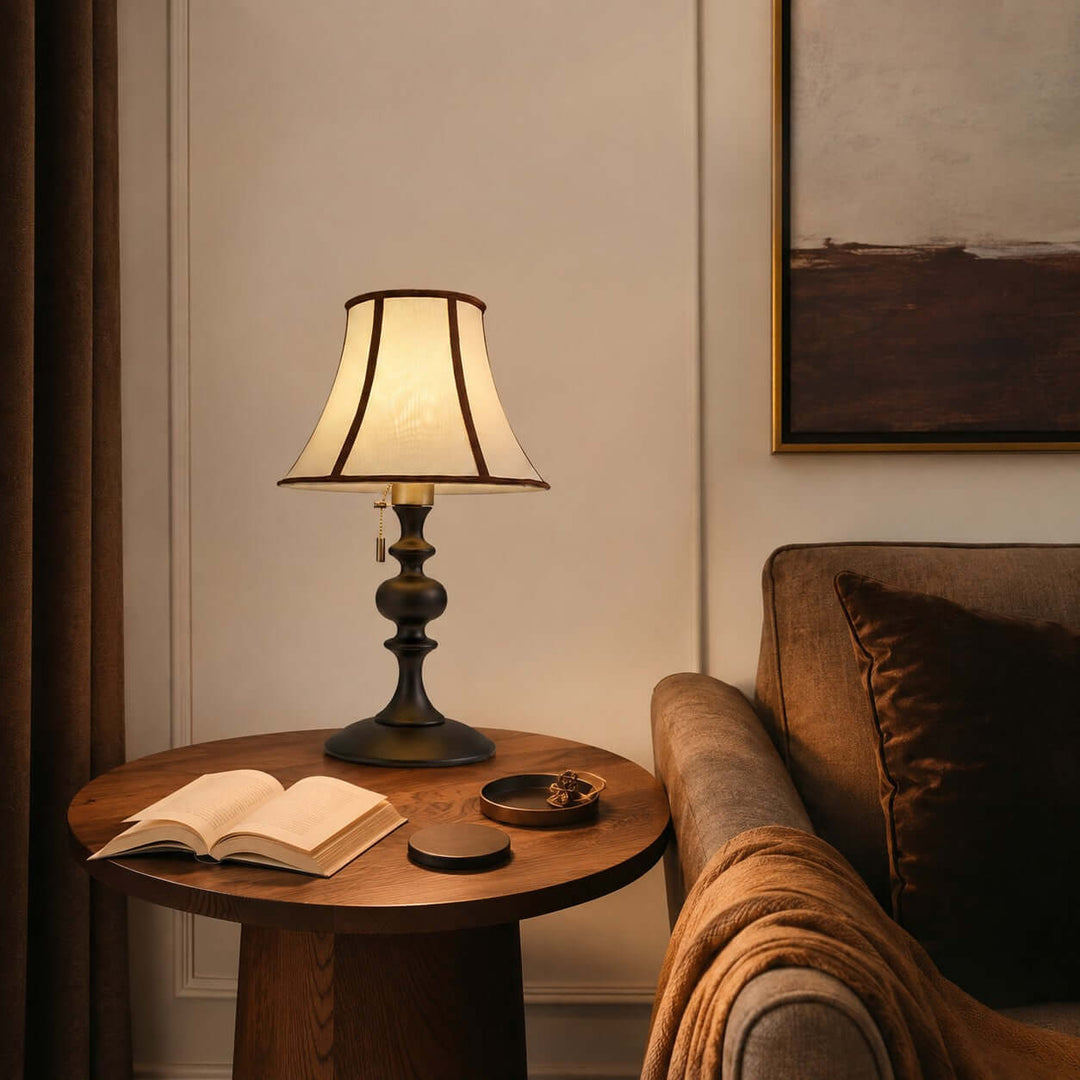 Mercer Wooden Table Lamp with Fabric Shade for Bedrooms and Desk