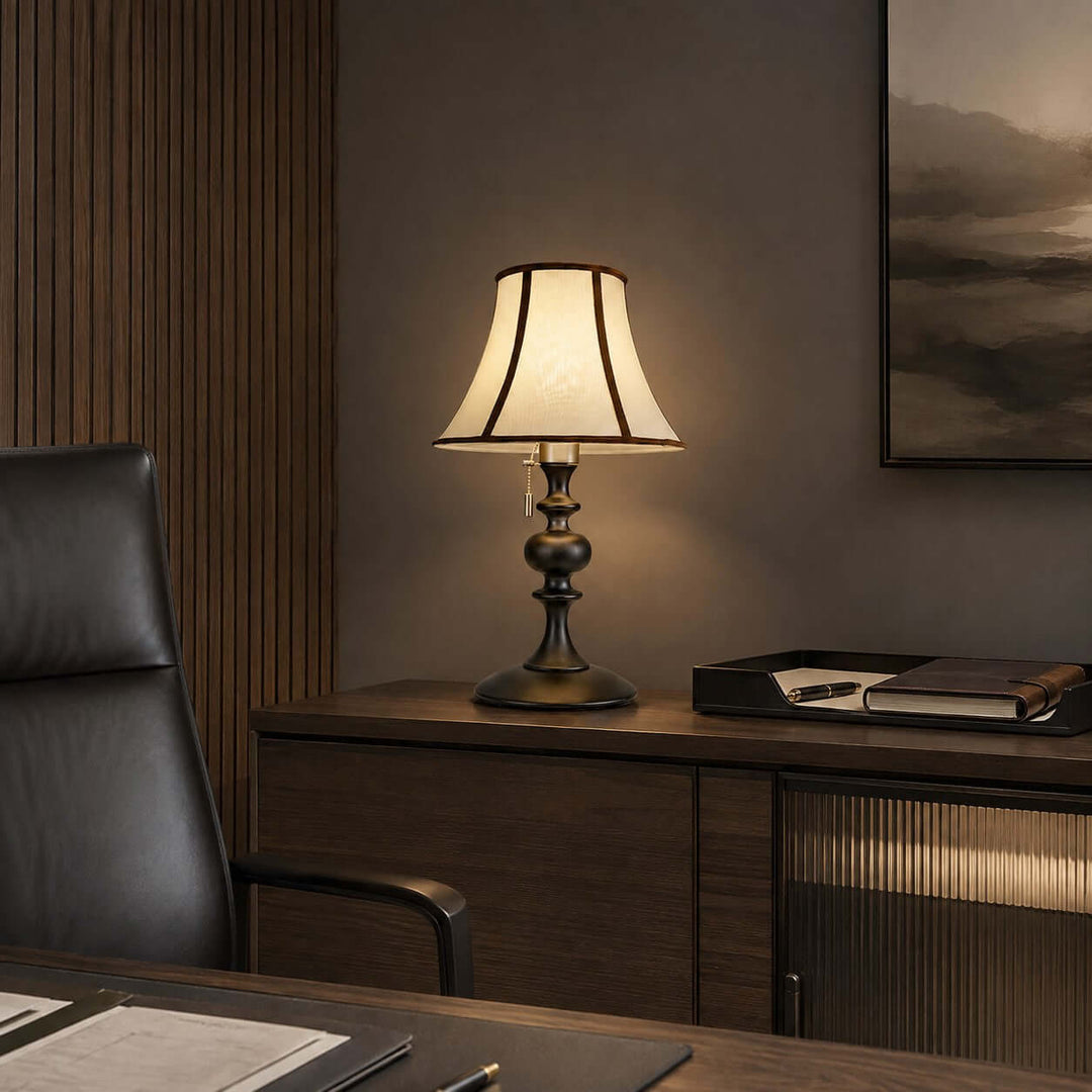 Mercer Wooden Table Lamp with Fabric Shade for Bedrooms and Desk