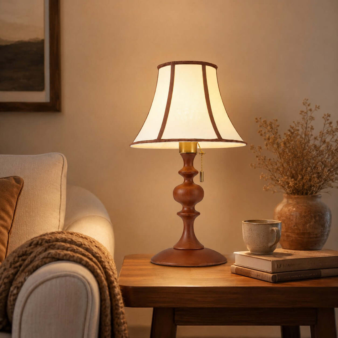 Mercer Wooden Table Lamp with Fabric Shade for Bedrooms and Desk