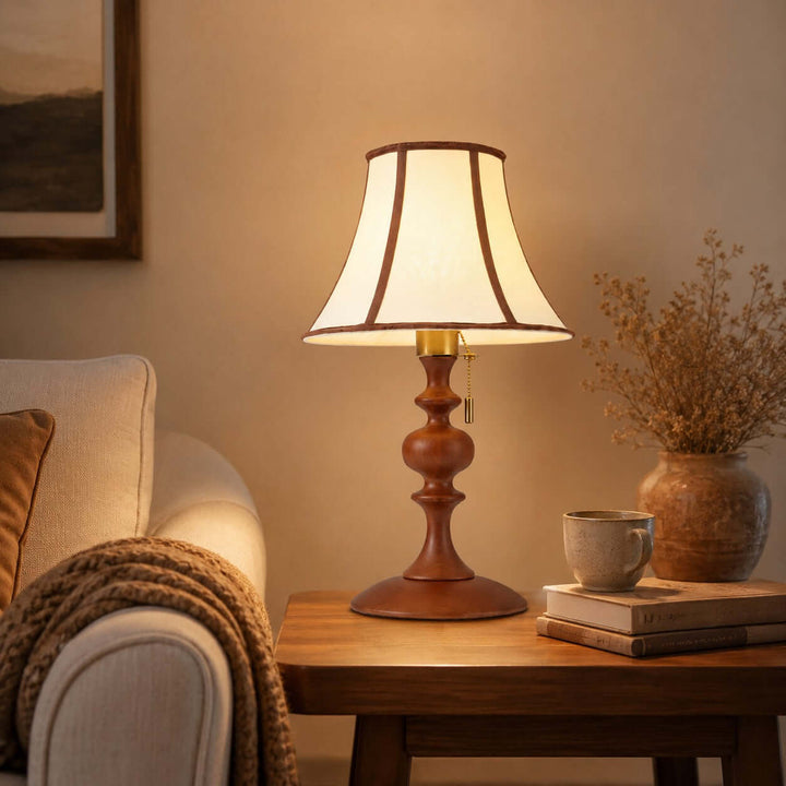 Mercer Wooden Table Lamp with Fabric Shade for Bedrooms and Desk