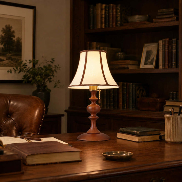Mercer Wooden Table Lamp with Fabric Shade for Bedrooms and Desk