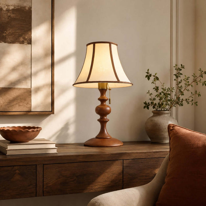 Mercer Wooden Table Lamp with Fabric Shade for Bedrooms and Desk