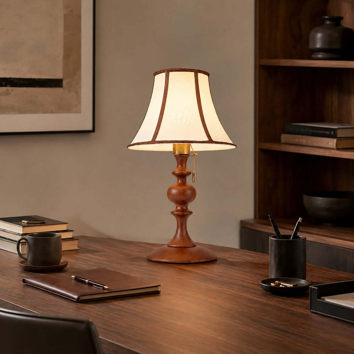 Mercer Wooden Table Lamp with Fabric Shade for Bedrooms and Desk