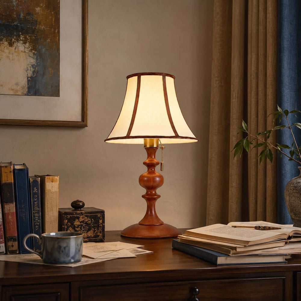 Mercer Wooden Table Lamp with Fabric Shade for Bedrooms and Desk