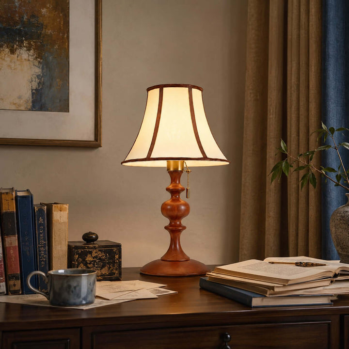 Mercer Wooden Table Lamp with Fabric Shade for Bedrooms and Desk