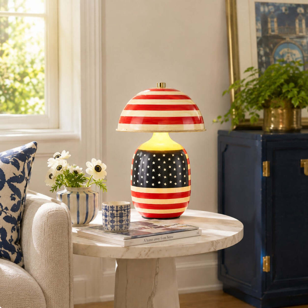 Merova Vintage Stars and Stripes Ceramic Lighting for Bedside