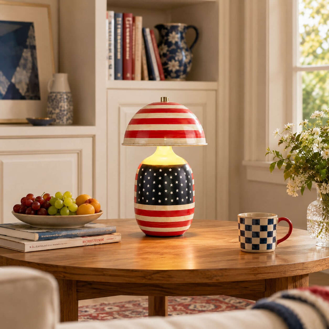 Merova Vintage Stars and Stripes Ceramic Lighting for Bedside