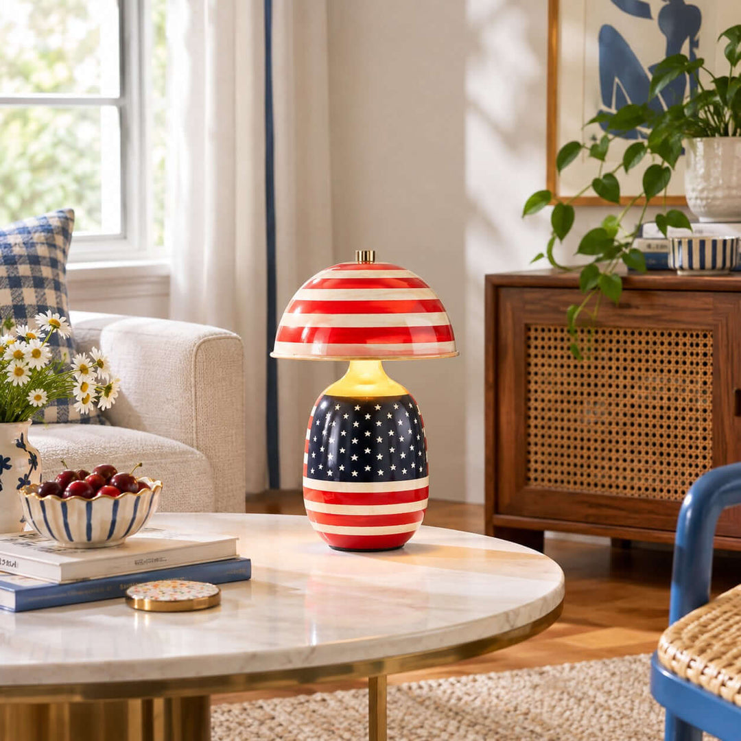 Merova Vintage Stars and Stripes Ceramic Lighting for Bedside