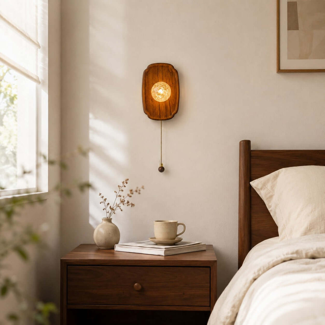 Merrin Modern Wood Wall Sconce for Bedroom and Hallway Decor