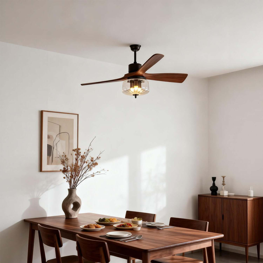 Mextro Ceiling Fan Light A | Vintage Wood Dining Light
