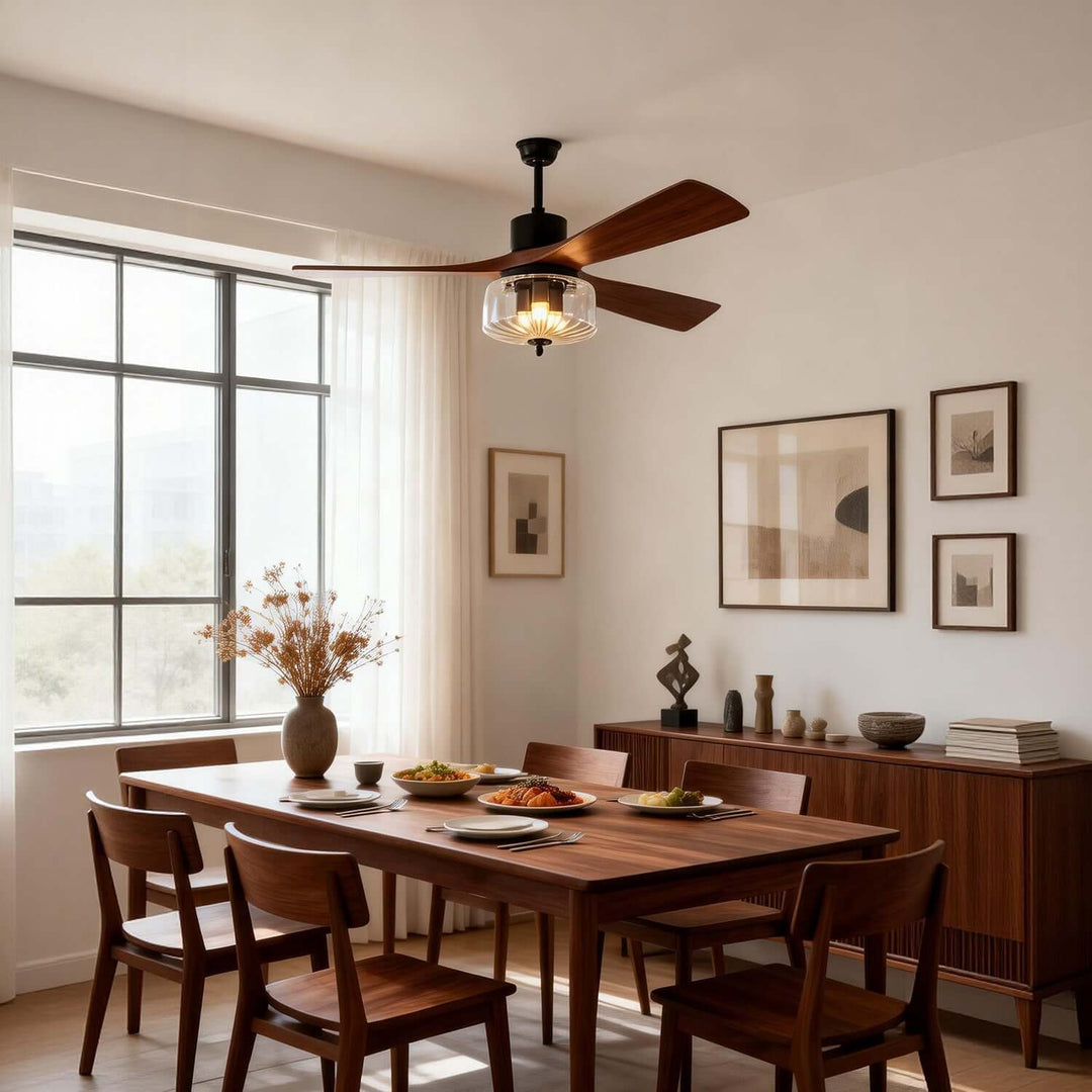 Mextro Ceiling Fan Light A | Vintage Wood Dining Light